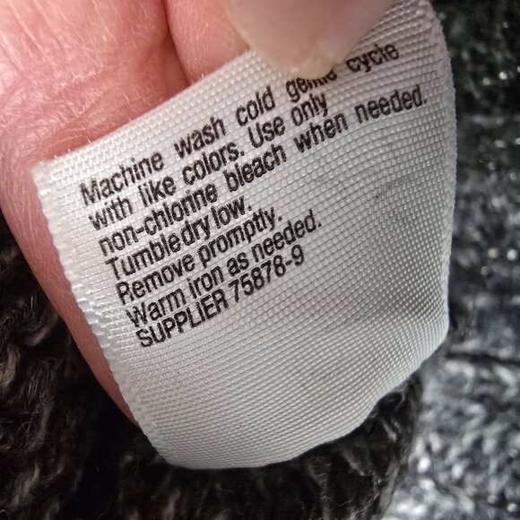 St. Johns Bay Womens Cable Knit Button Front Sweater Charcoal Black - Picture 6 of 8